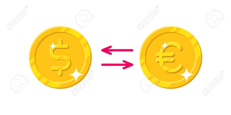 Transactions en dollars / euros.