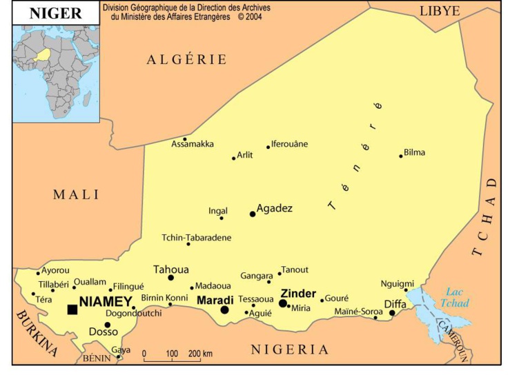 Carte de la ville du Niger.