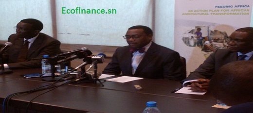 Adésina Akinwumi s'adressant à la presse en prélude à la conférence de Dakar sur l'agriculture.